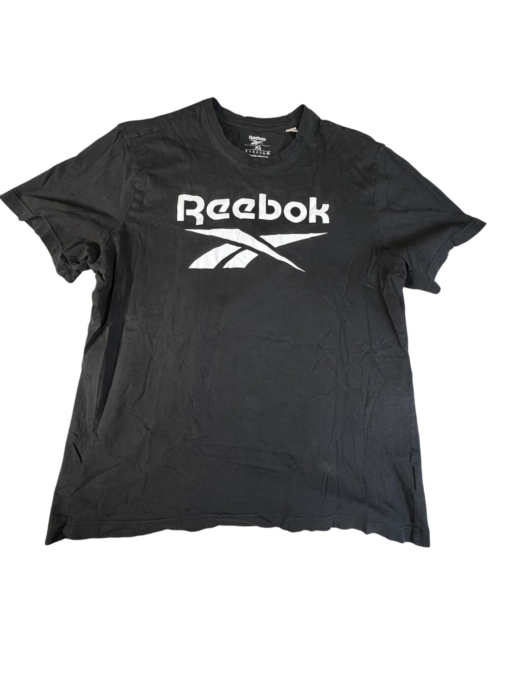 Reebok Shirt Mens XL Black Logo Graphic Tee Sports Gym Fitness Training